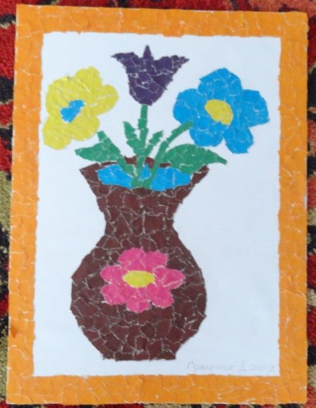 Ваза с цветами аппликация из бумаги
