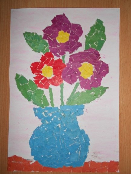 Аппликация ваза с цветами