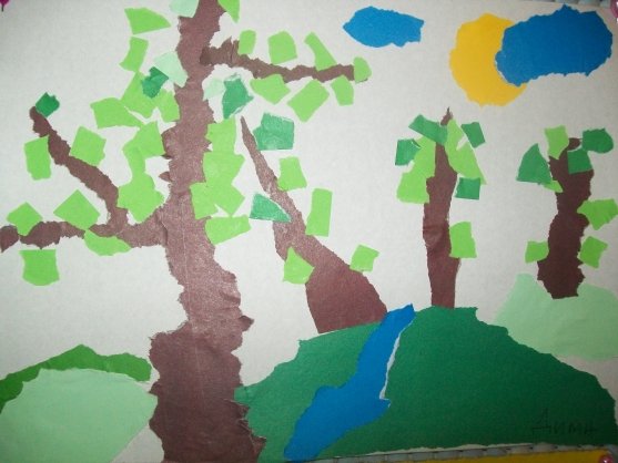 Аппликация весенний лес