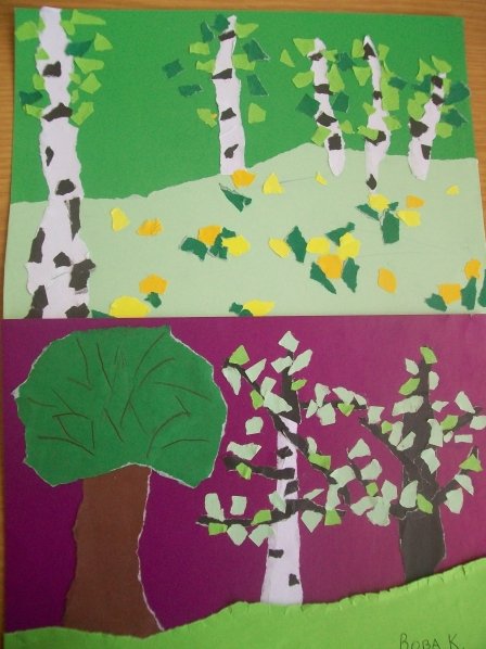 Аппликация весенний лес