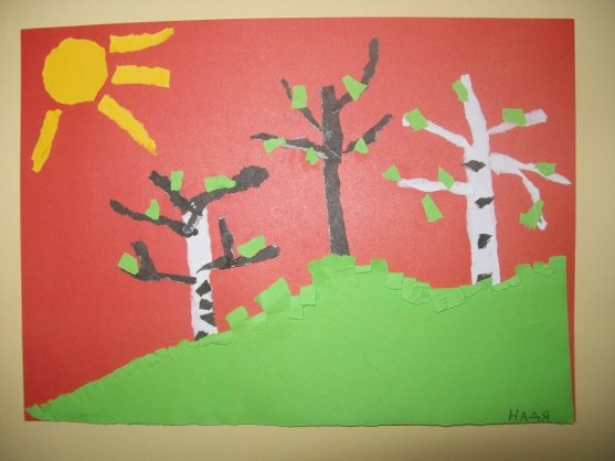 Берёзовая роща Обрывная аппликация