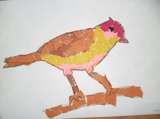 Отрывная аппликация птицы