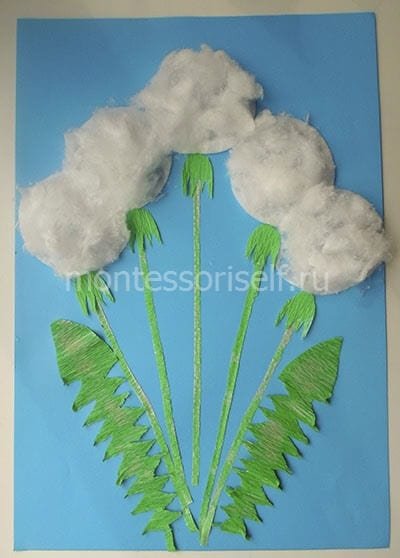 Одуванчик из ватных дисков