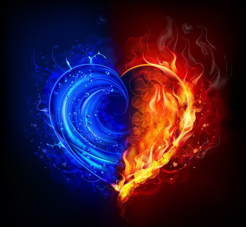 Огненное сердце. Огонь и вода. Сердце огонь и вода. Стихия огня и воды.