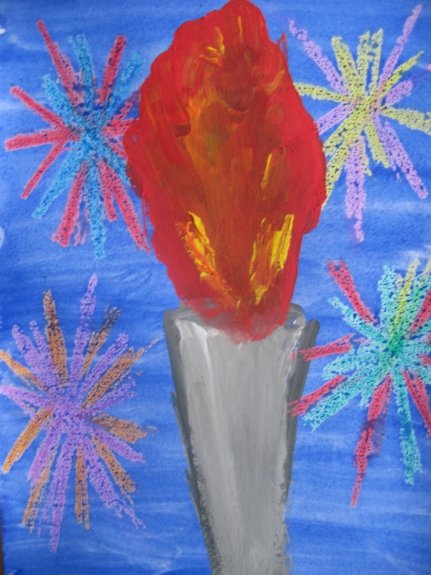 Аппликация Олимпийский огонь в старшей группе