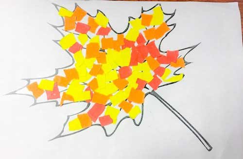 Аппликация осенний лист из рваной бумаги