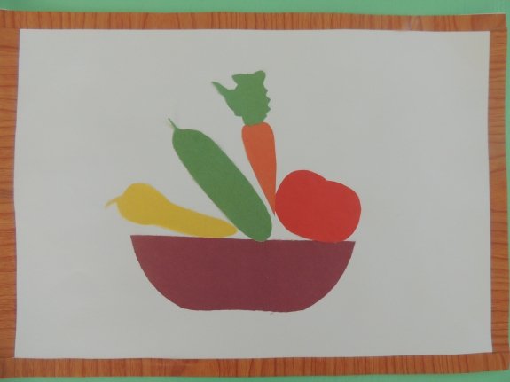 Аппликация фрукты на тарелке