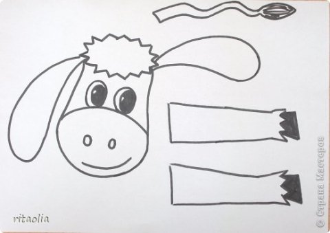 Поделка ослик из бумаги