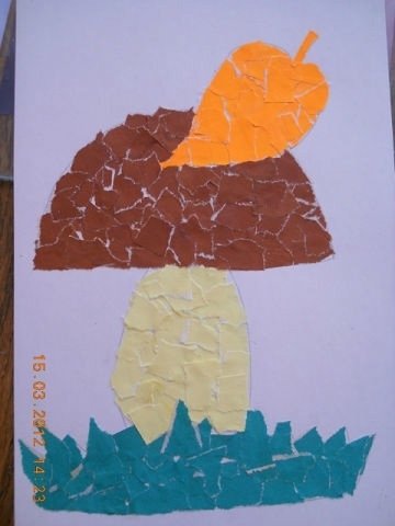 Обрывная аппликация гриб