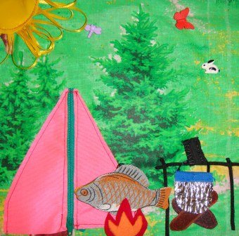 Аппликация палатка в лесу