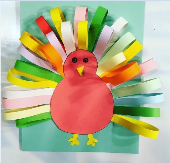 Птица из полосок цветной бумаги