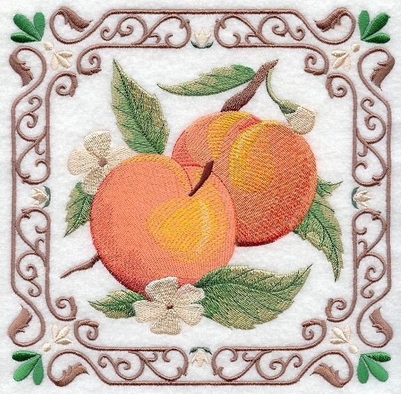 Вышивка персики