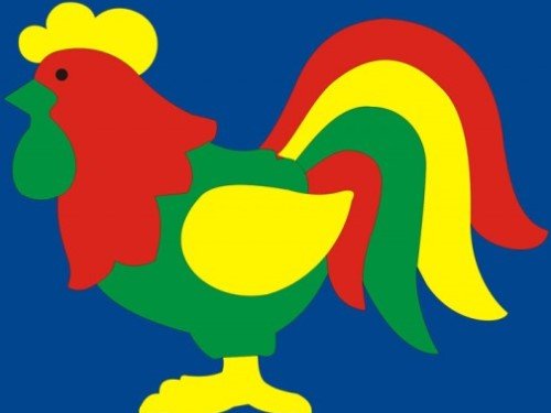 Аппликация петух из цветной бумаги