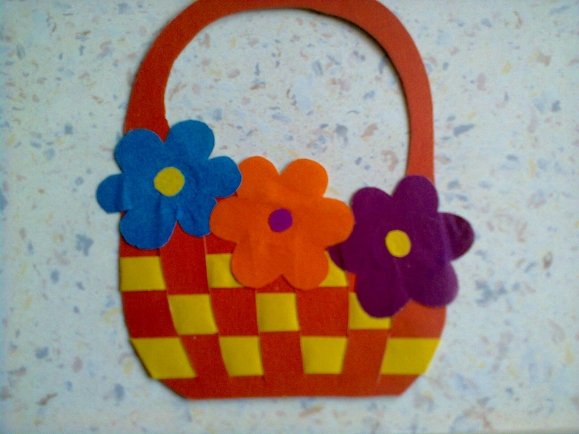 Поделка корзина с цветами
