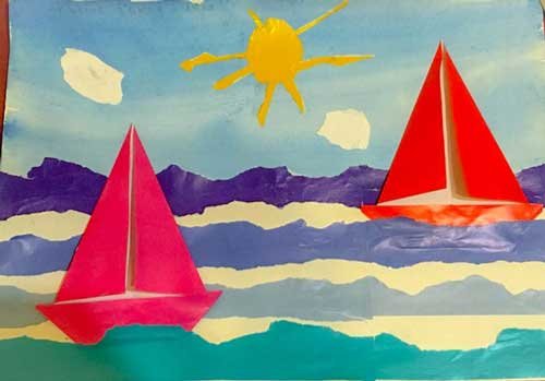 Обрывная аппликация кораблик