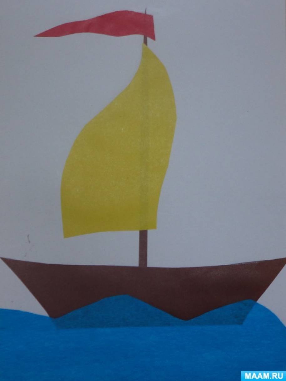 Занятие аппликация кораблик. Корабль аппликация для детей. Рисование с элементами аппликации. Аппликация море. Рисование с детьми с элементами аппликации.