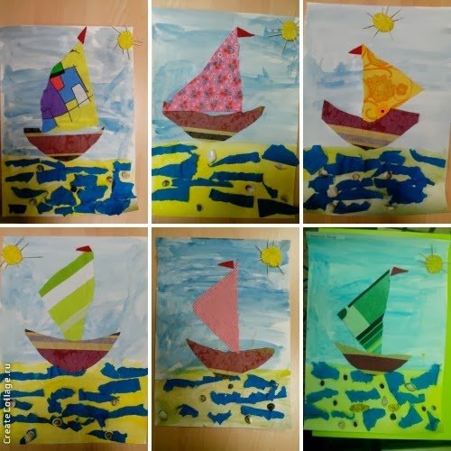 Аппликация парусник в средней группе