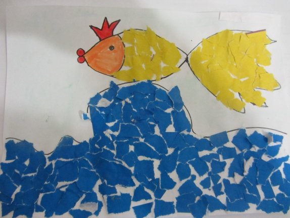 Аппликация Золотая рыбка в старшей группе