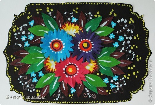 Поднос аппликация цветы