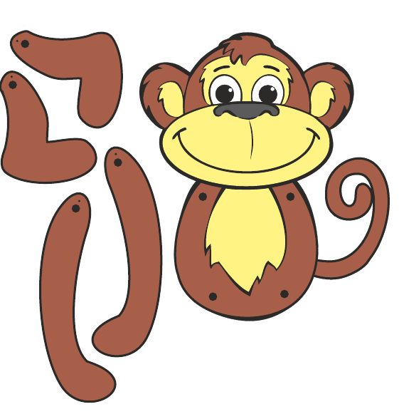 Игрушка дергунчик обезьянка из картона