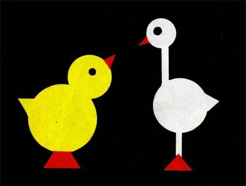 Аппликация из геометрических фигур цыпленок