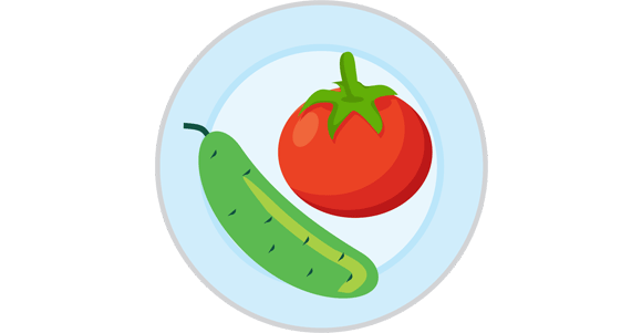 Аппликация огурец и помидор на тарелочке
