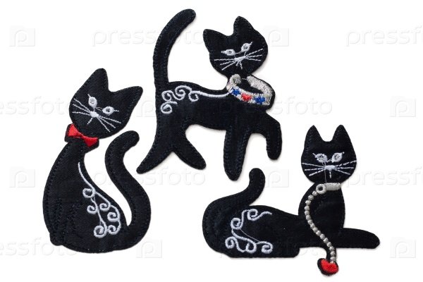 Аппликация кот на ткани