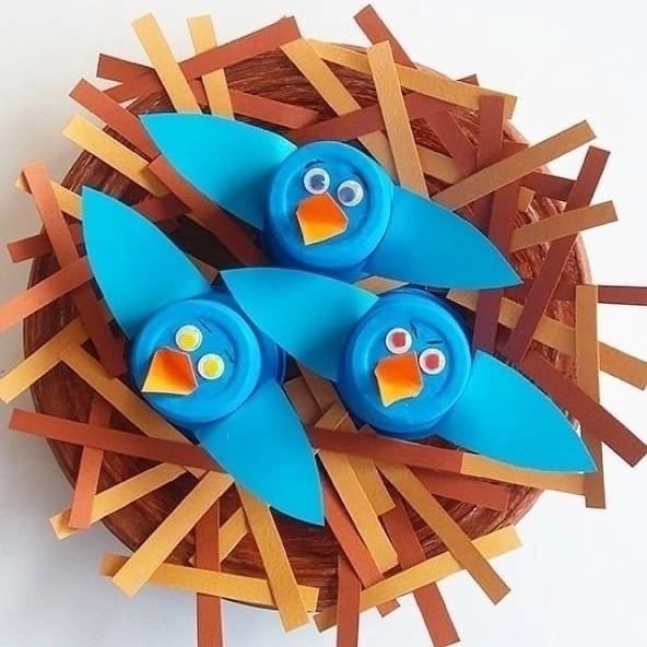 Птенцы в гнезде поделка из бумаги