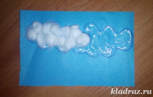 Аппликация из ваты тучка в младшей группе