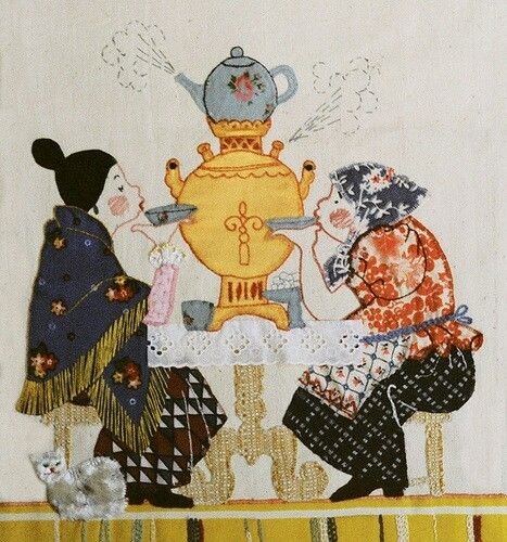 Панно у самовара чаепитие