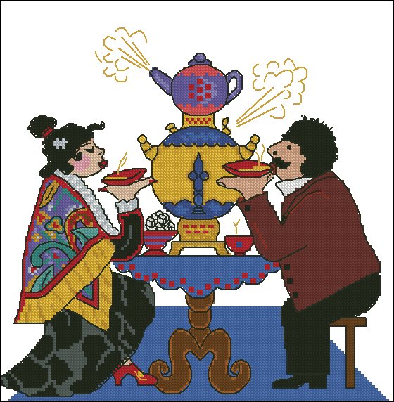 Вышивка крестом чайная церемония
