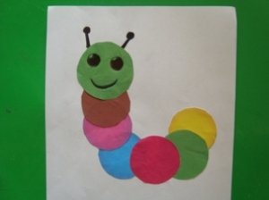 Гусеница аппликация из бумаги