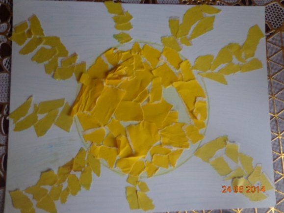 Аппликация из рваной цветной бумаги для детей