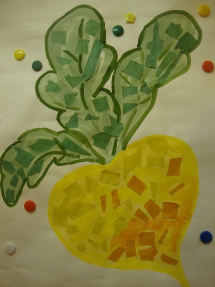 Обрывная аппликация овощи