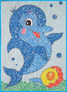 Обрывная аппликация Дельфин