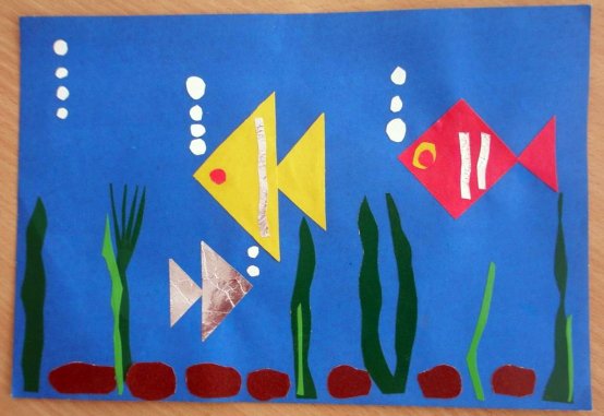 Аппликация «рыбки в аквариуме» Комарова с.51