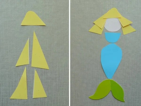 Аппликация Русалка из цветной бумаги