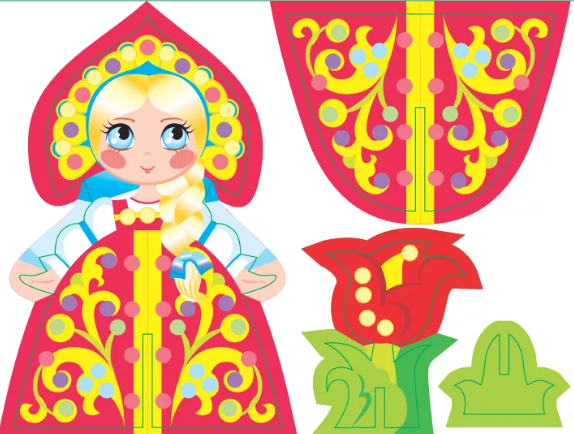 Кукла в русском народном костюме аппликация