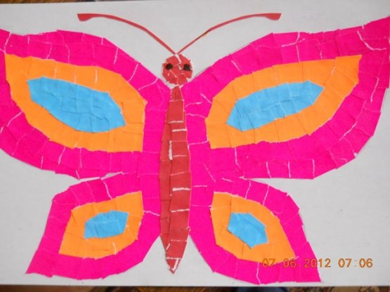 Мозаика из цветной бумаги бабочка
