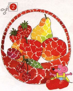 Аппликация корзина с фруктами