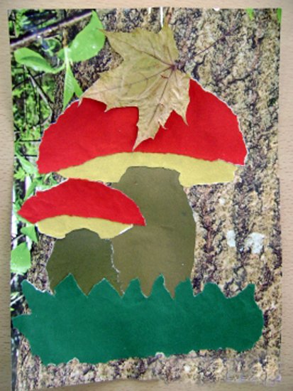 Обрывная аппликация гриб