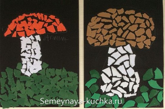 Рваная аппликация гриб