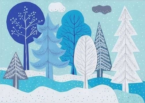 Аппликация зимний лес