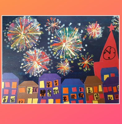 Салют над городом в честь праздника Победы рисование старшая группа