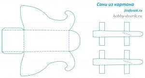 Сани Деда Мороза трафарет из картона