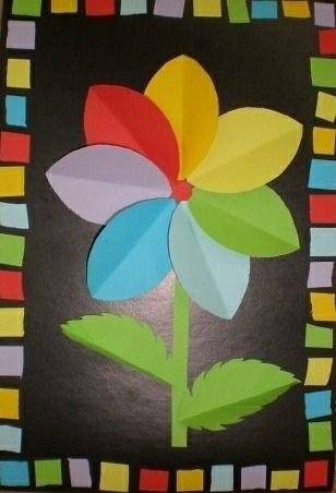 Аппликация Цветик семицветик из цветной бумаги