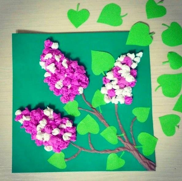 Ветка сирени объемная аппликация