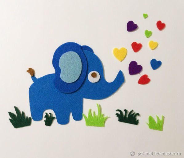 Слоненок аппликация из фетра