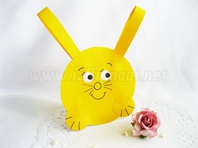 Зайчик из цветной бумаги