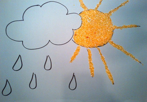 Солнце из крупы аппликация